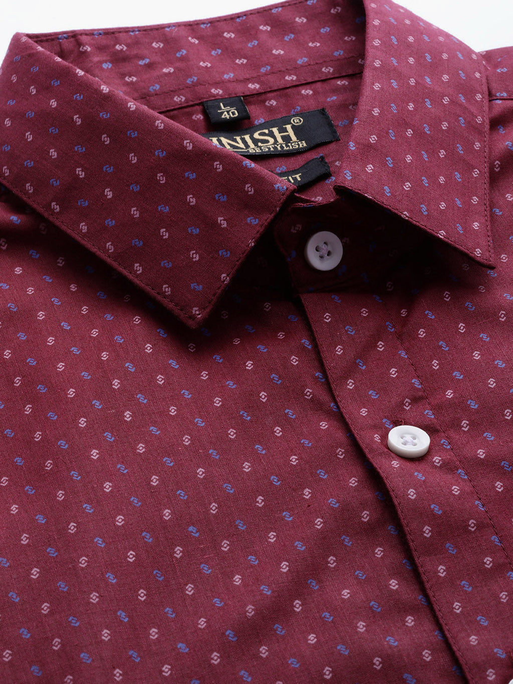Jainish Purple Men's Cotton Printed Formal Shirts ( SF 716Wine ) - Distacart