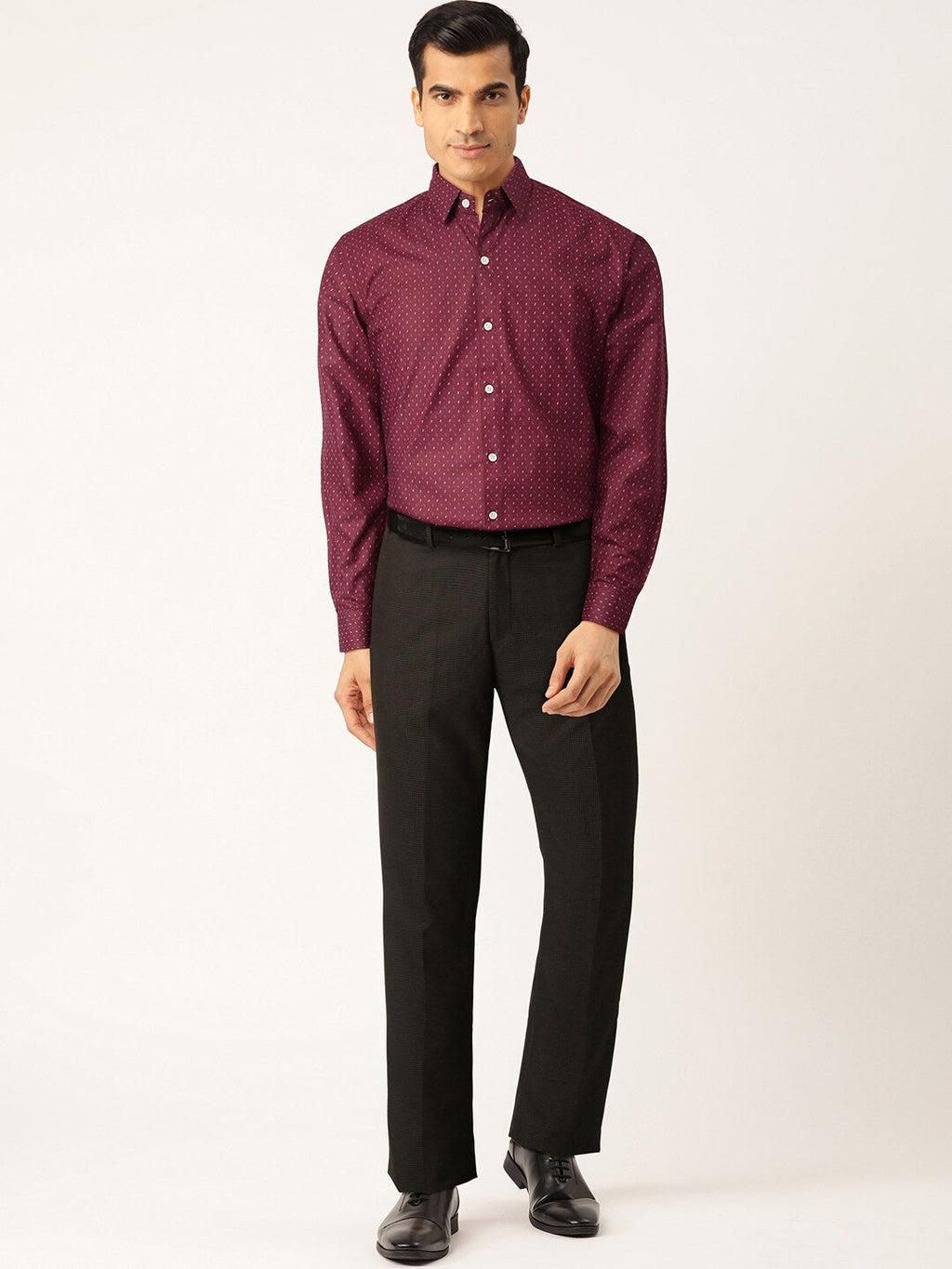 Jainish Purple Men's Cotton Printed Formal Shirts ( SF 716Wine ) - Distacart