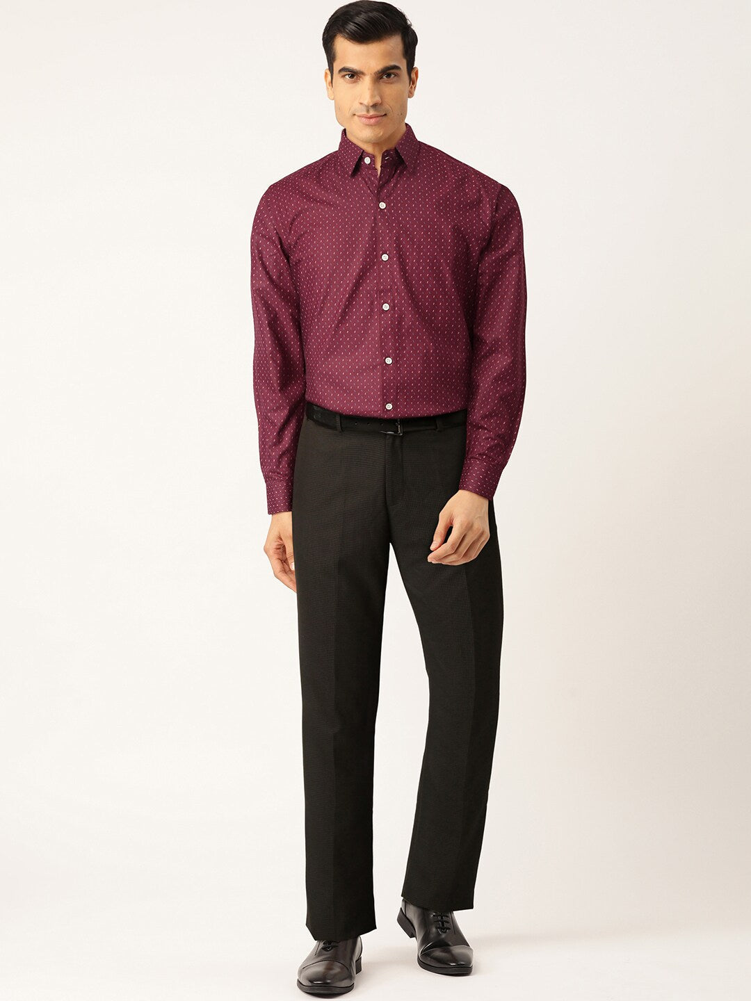 Jainish Purple Men's Cotton Printed Formal Shirts ( SF 716Wine ) - Distacart