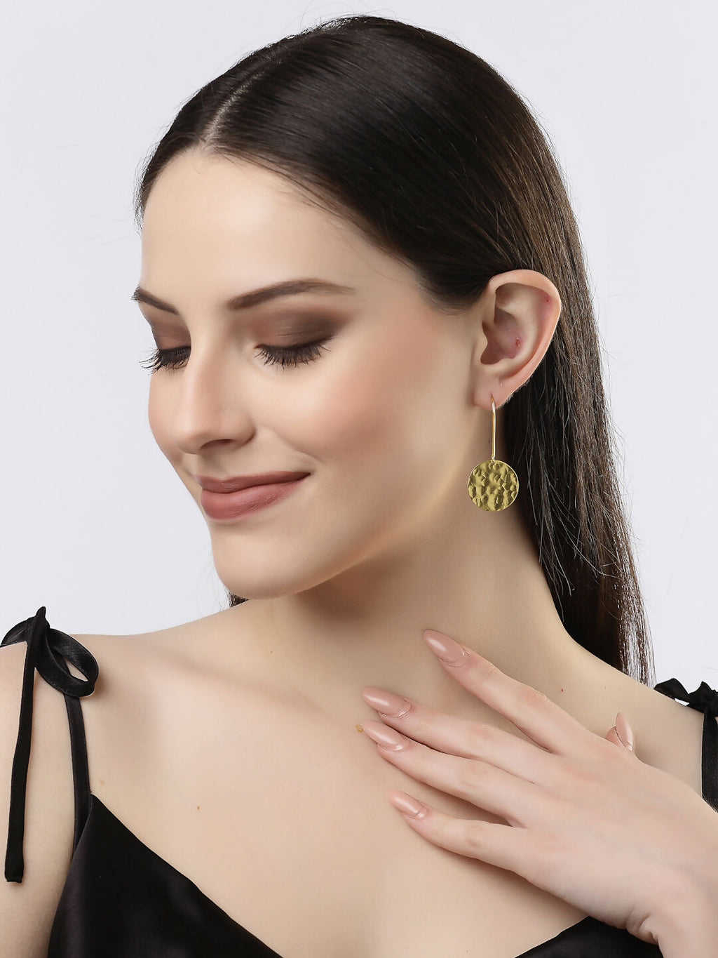 NVR Women Gold-Plated Fish Hook Circle Drop Earrings - Distacart