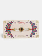NVR Men Set of 4 Gold-Toned Stone-Studded & Beaded Rakhi With Roli Chawal - Distacart