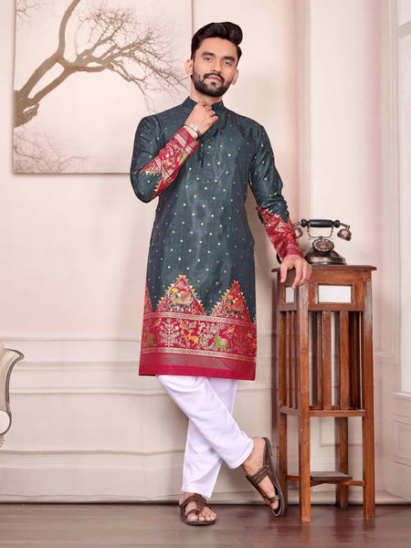 Anaita Grey Dola Silk Straight Kurta With Foil Work