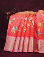 Shades Of Red Colour Banaras Borders And Creeper Design Semi Silk Saree By Gayathri Reddy Designer Studio