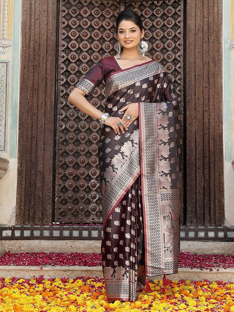 Shree Shyam Fashion Red Silk Saree - Distacart