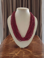 Inhanns Handmade Beaded Multilayer Necklace, 20 Layers - Wine