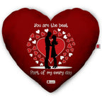 Indigifts Valentine Gifts Micro Satin Fibre Heart Shape Printed Cushion (Red Color)