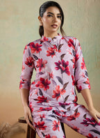 Prazu Fashion Light Pink Printed Cotton Blend Co-Ord Set - Distacart