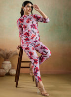 Prazu Fashion Light Pink Printed Cotton Blend Co-Ord Set - Distacart
