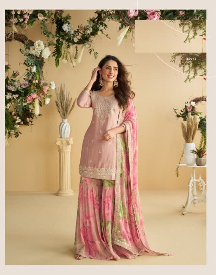 Aarshi Fashions Pink Silk Suits