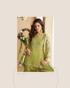 Aarshi Fashions Green Silk Suits