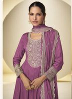 Vegaa Fashion Onion Pink Chinon Silk Embroidered Designer Salwar Palazzo Suit - Distacart
