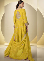 Vegaa Fashion Yellow Chinon Silk Embroidered Designer Anarkali Suit - Distacart