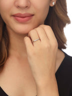 NVR Women's Silver-Plated Rectangular Stylish Ring