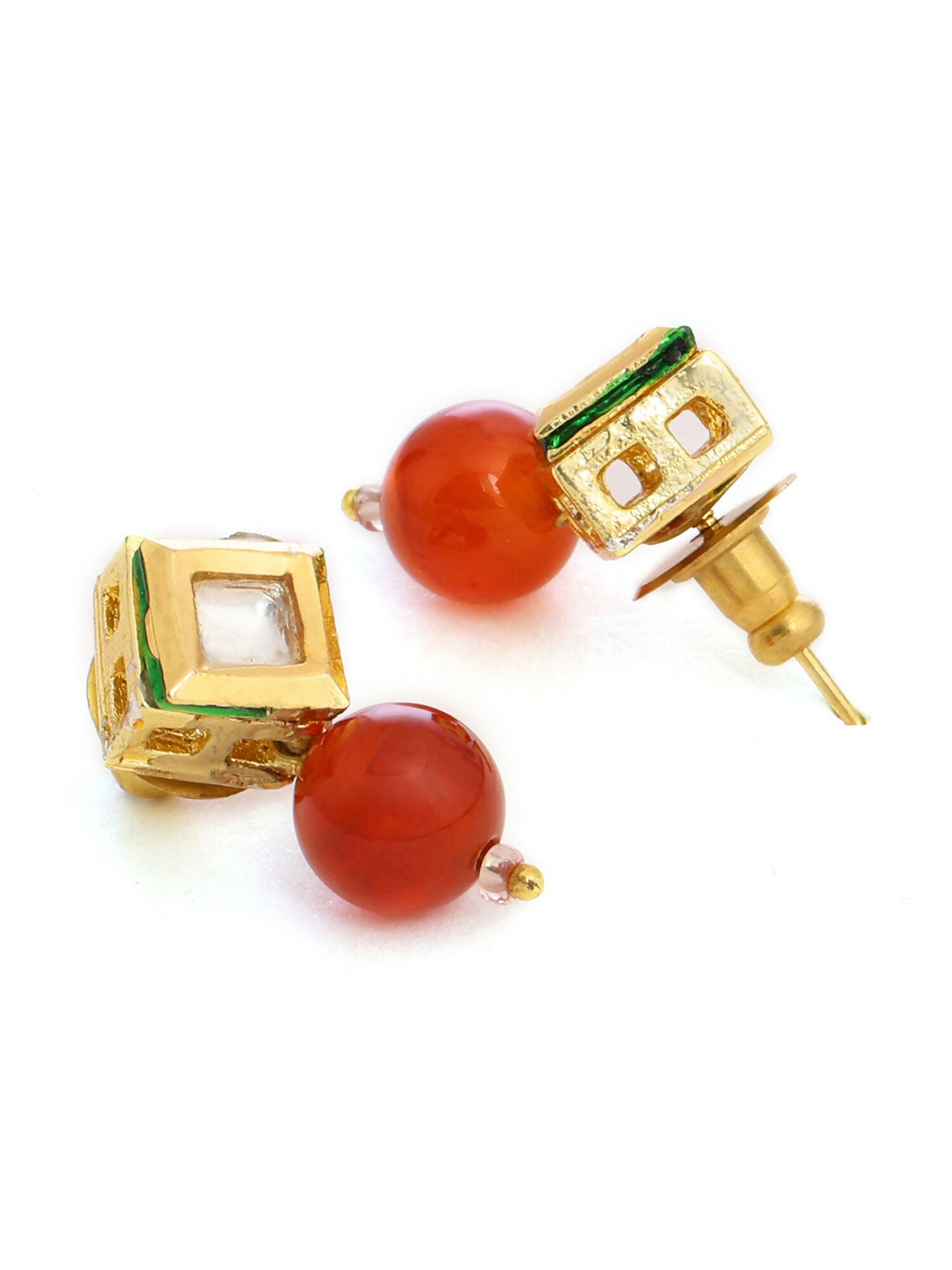 Ruby Raang Red Carnelian Kundan Studs - Distacart