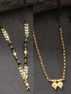 NVR Women's Set of 2 Gold-Polished Black Beaded Mangalsutra - Distacart