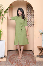 Miravan Womens Green Party Dress With Belt
