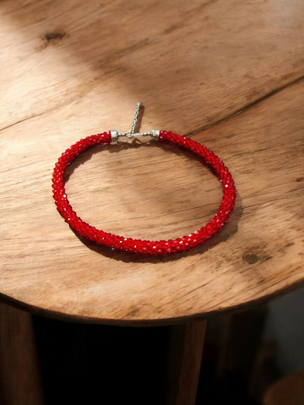 Inhanns Noor-E-Jalwa – Handmade Crystal Bead Necklace -Adjustable - Red Only Necklace