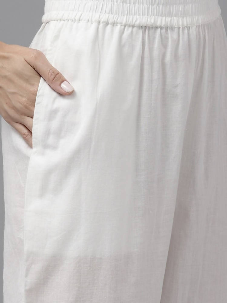Yufta Women Pink Bandhani Yoke Design Regular Sequined Pure Cotton Kurta with Palazzo