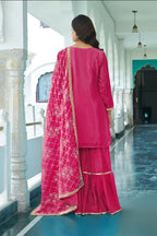 Teeya Creation Pink Colour Chinnon Silk Heavy Embroidery Work Fully Stitched Salwar Suit - Distacart