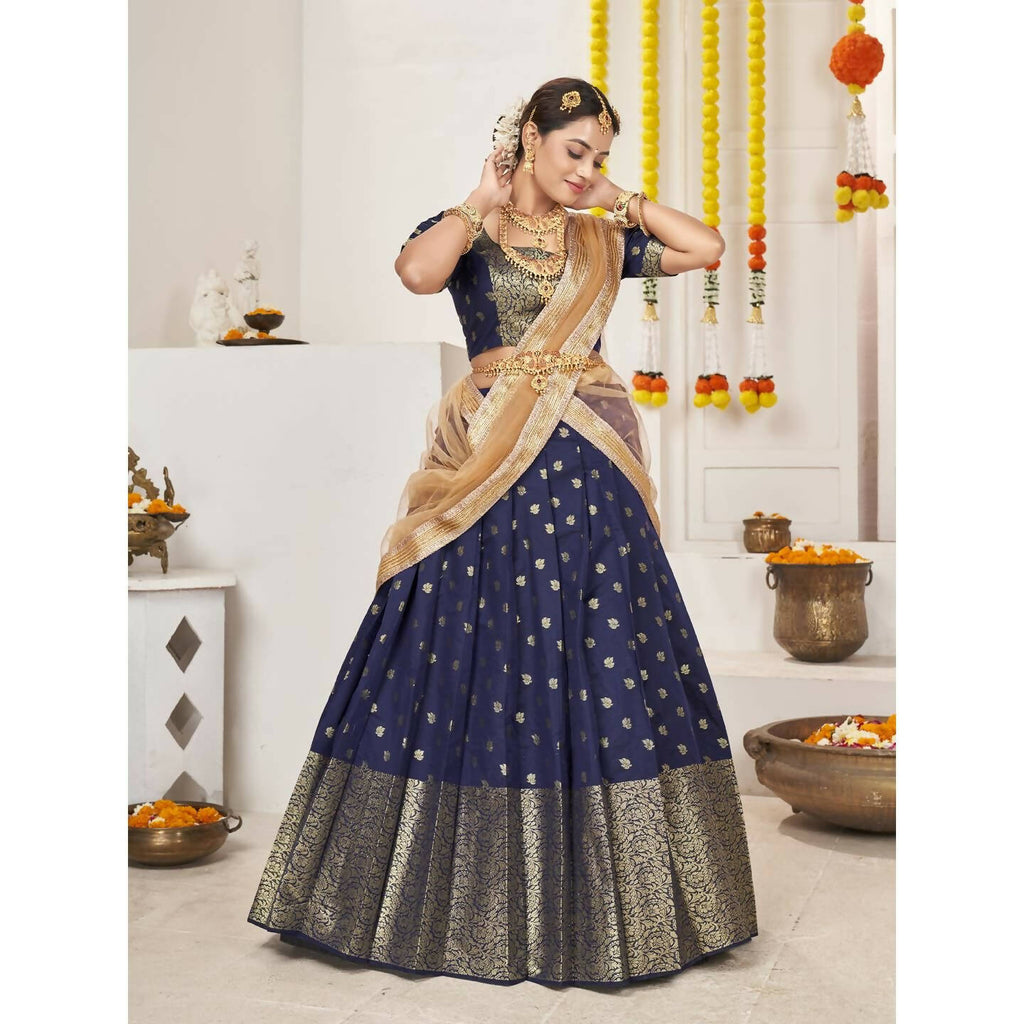 DEIANA'S Beautiful Jackquard Weaving Lehengha Choli - Blue