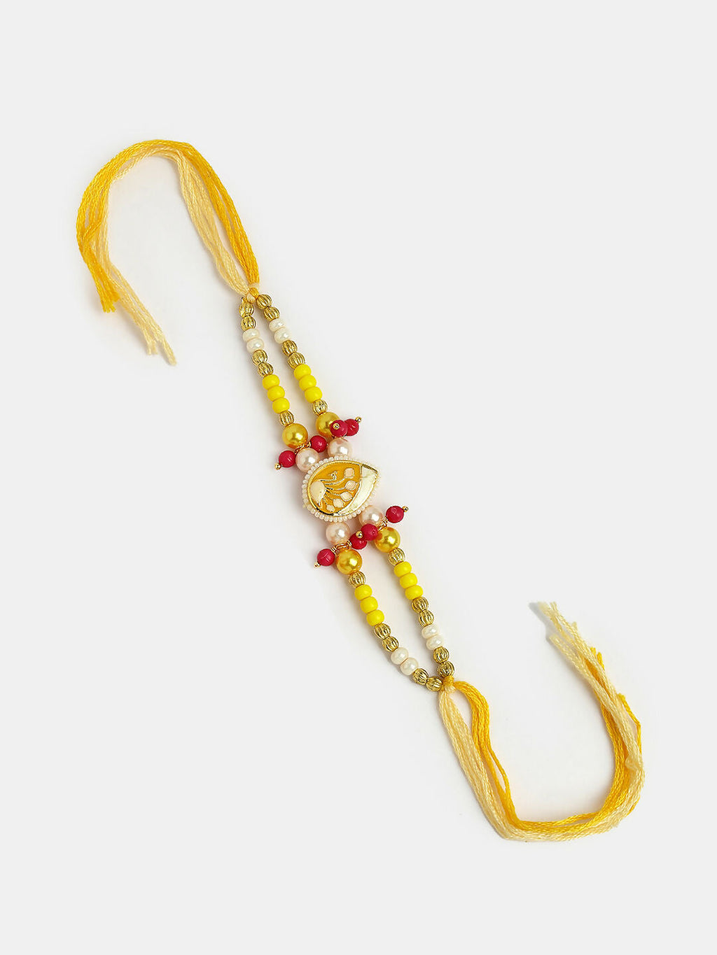 NVR Women & Men Set of 2 Yellow Peacock Design Bhaiya Bhabhi Rakhi With Roli Chawal - Distacart