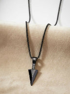 NVR Men's Black Arrow Shaped Rhodium Plated Pendant with Chain - Distacart