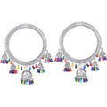 Multicolor Pearls With Small Jhumkas Hanging Bangles