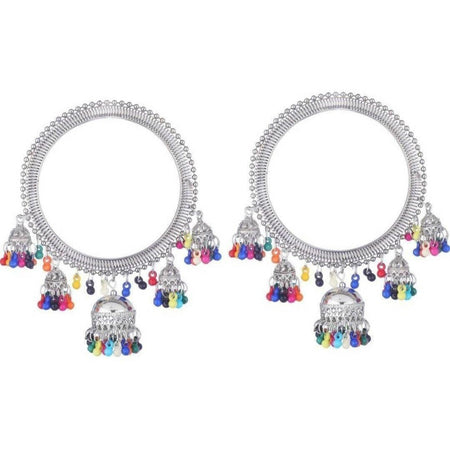 MS Fashion India Multicolor Pearls With Small Jhumkas Hanging Bangles