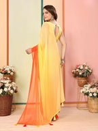 Yellow Georgette Pedding Color Printed Ready To Wear Saree - Aalaya