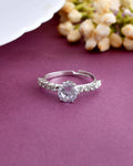 VOJ white CZ-detail Stainless Steel Cubic Zirconia Silver Plated Adjustable Finger Ring