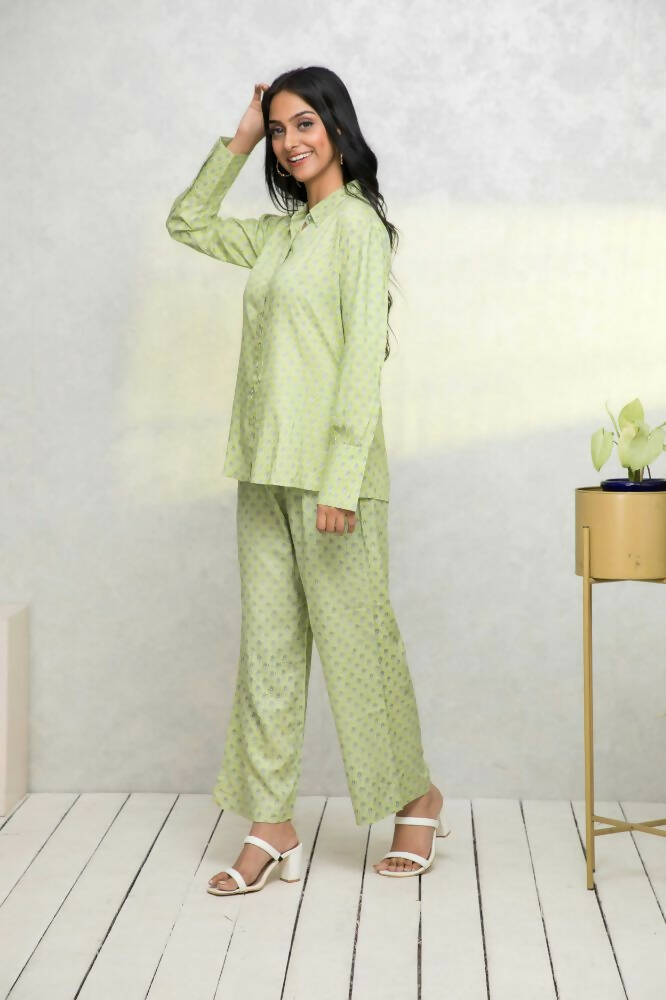 Myshka Women Green Printed Co-Ords - Distacart