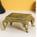 eCraftIndia Gold-Toned Handcrafted Traditional Pooja Chowki With Swastik