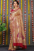 Jyoti Fashion Women's Maroon Paithani Silk Zari Woven Saree with Blouse