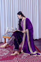 Teeya Creation Purple Color Velvet Silk Embroidery Work Party Wear Suit - Distacart
