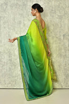 Green Silk Plain Saree with Blouse Piece - Purvi