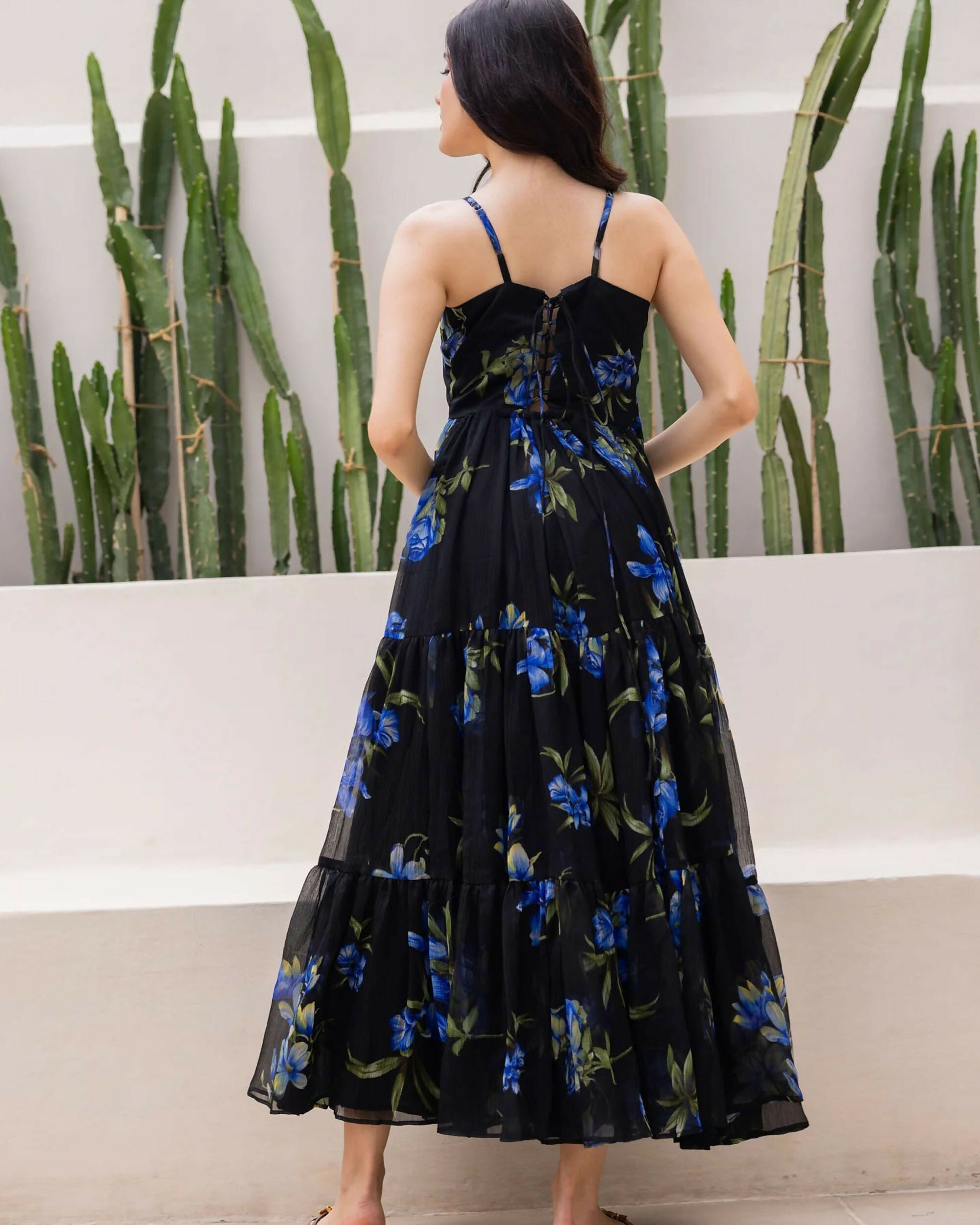 Aayaa Designer crape hand work Multi indo western - Black - Distacart