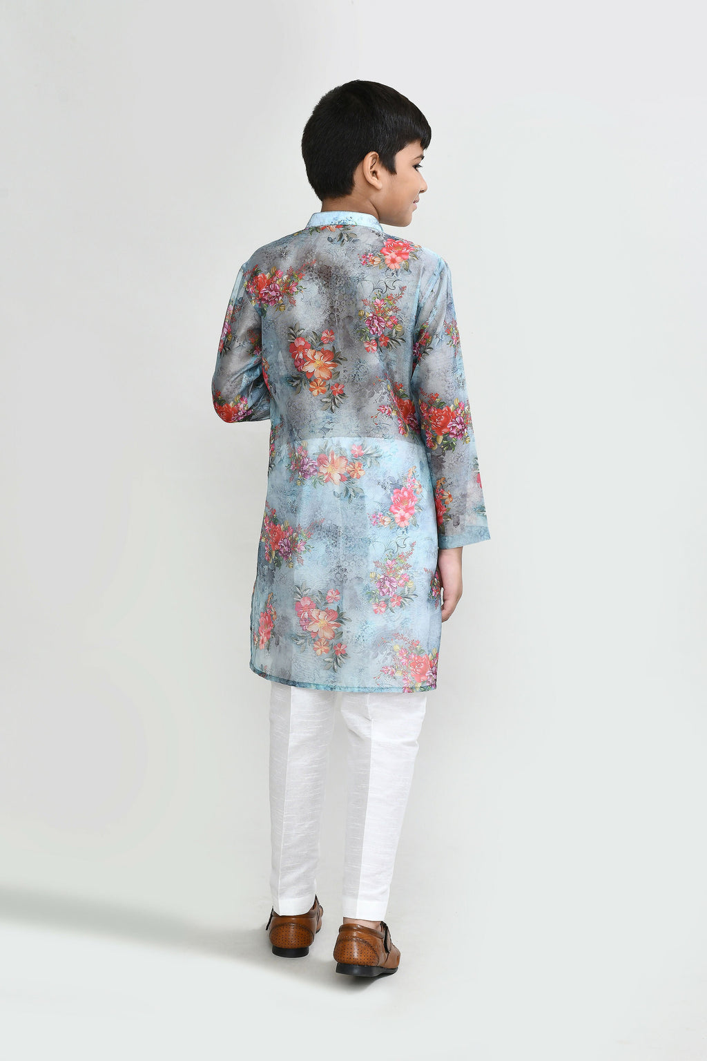 Joban Fashion Georgette Sea Green Kurta With Straight Fit Pant