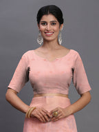 Shree Shyam Fashion Linen Cotton Light Pink Saree - Distacart
