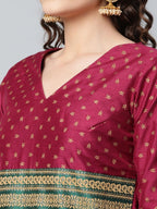 Ahalyaa Womens Burgundy crepe Printed Jumpsuit