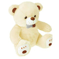 Webby Plush Cute Sitting Teddy Bear Soft Toys with Neck Bow and Foot Print (Beige)