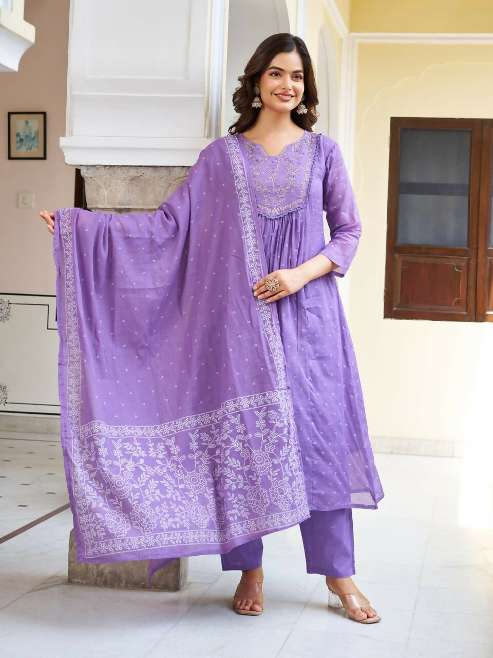 The52 Women's Beautiful Cotton Fabric Embroidery Work Straight Kurta Pant and Dupatta Set - Distacart