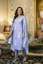 The52 Women's Beautiful Rayon Fabric Printed Work Straight Kurta Pant and Dupatta Set - Distacart