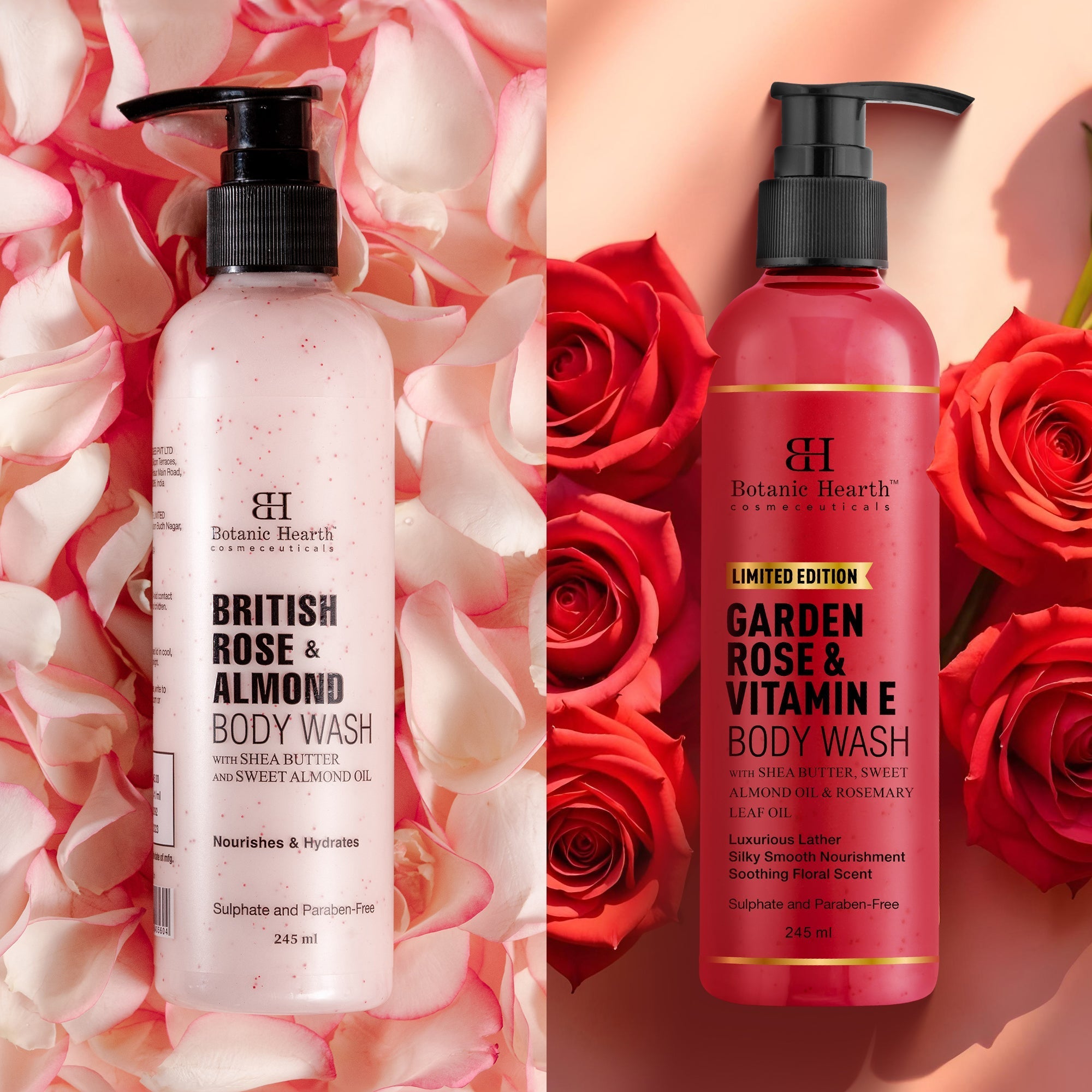 Botanic Hearth Garden Rose Vitamin E & British Rose Almond BodyWash