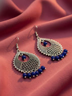 NVR Women German Silver Oxidised Chandbali Earrings - Distacart