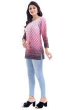 Snehal Creations Dark Pink Faux Crepe Short Kurti Tunic Top