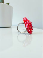 Inhanns Rang-E-Roshan Adjustable Ring – Handmade Crystal Statement Ring - Red Small