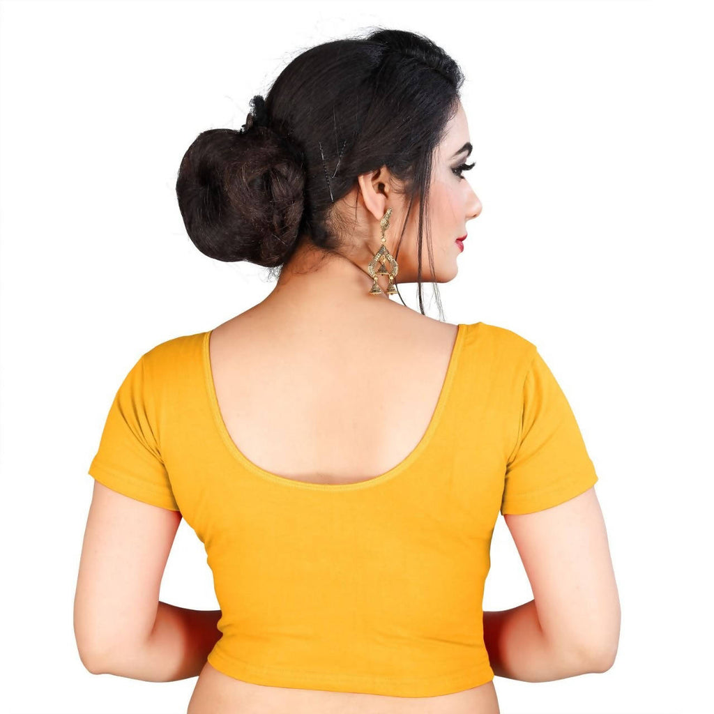 Vamika Mustard Lycra Plain Blouse - Distacart