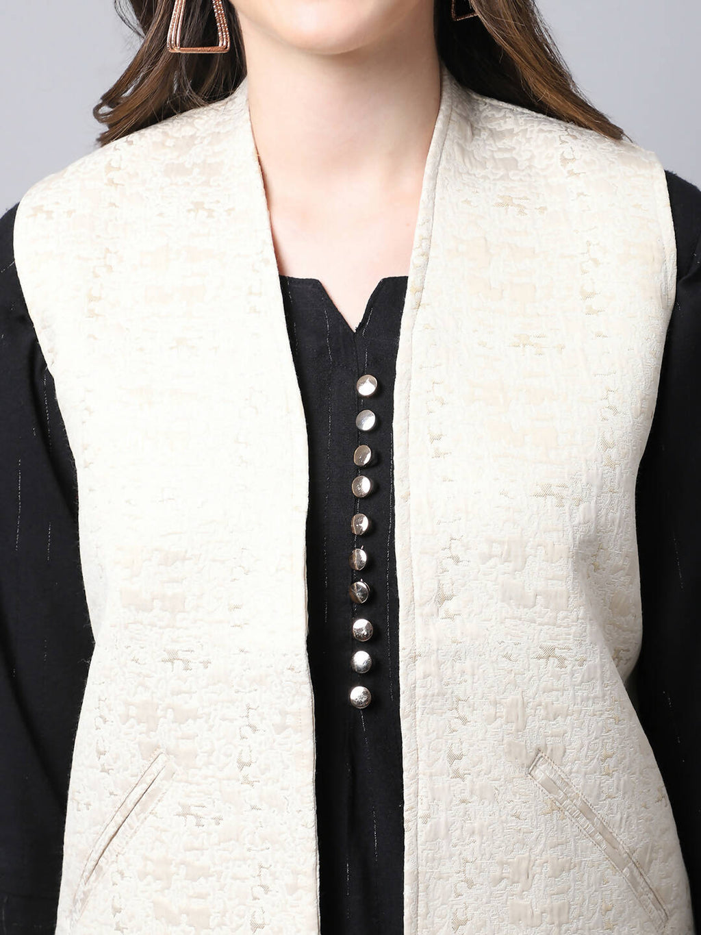 Even Apparels Cream 100% Viscose Rayon Open Front Gillet - Distacart