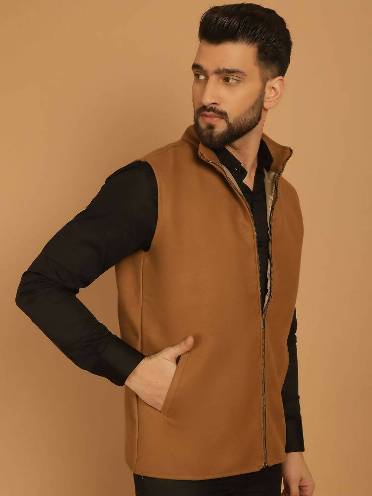 Even Apparels Pure Wool Nehru Jacket - Beige