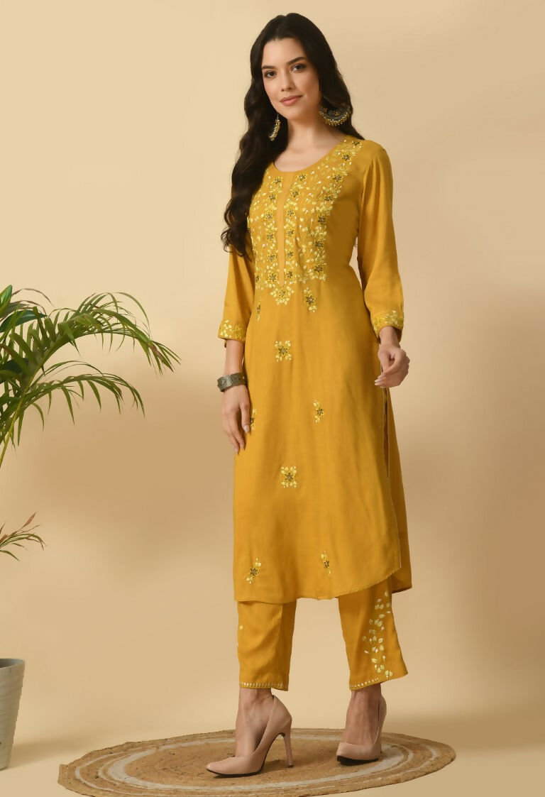 Joban Fashion Mustard Cotton Rayon Kurta Set
